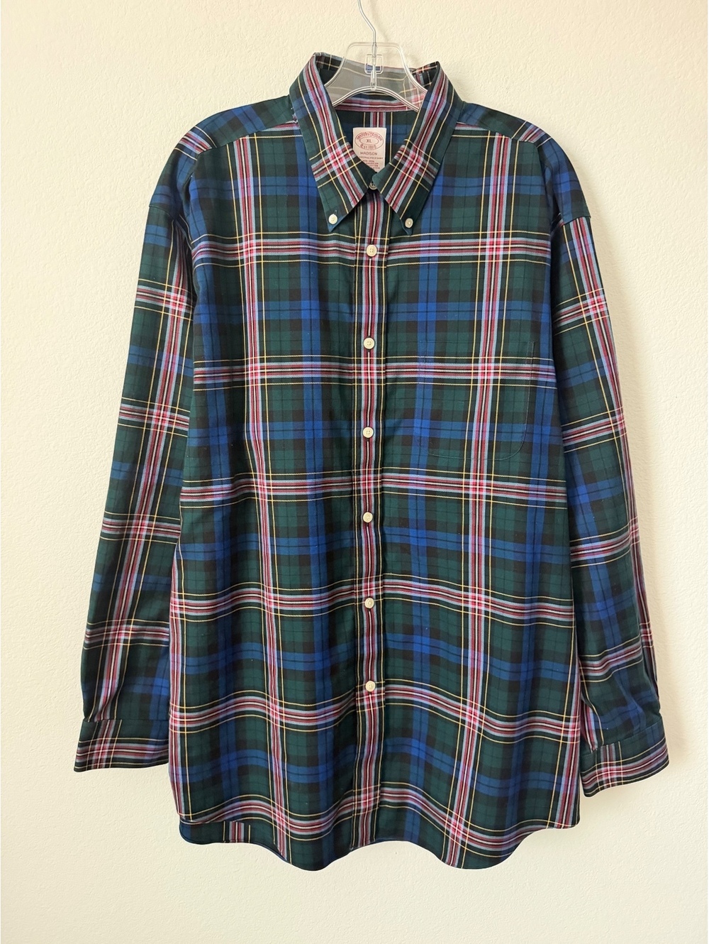 Brooks Brothers Multicolor Plaid Long Sleeve Button Up 100% Cotton Shirt Size XL